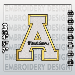 Appalachian State Mountainee Embroidery Files, NCAA Logo Embroidery Designs, NCAA Mountainee, Machine Embroidery Designs