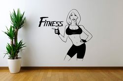 Fitness Sticker, Fitness Workout, Girl, Bodybuilder Gym Crossfit Coach Sport Muscles Wall Sticker Vinyl Decal Mural Art