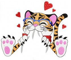 Tiger, tiger cub, Large cat machine embroidery design, Cute tiger embroidery design, Animal embroidery design