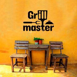 Grill Master Sticker, Barbeque, BBQ, Wall Sticker Vinyl Decal Mural Art Decor