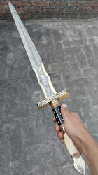 Beautiful Handmade Damascus Sword 31 inch with leather Sheath