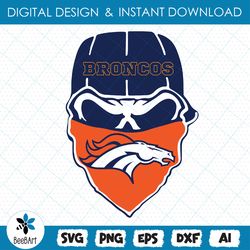 Denver Broncos Glitter Skull svg , SVG,EPS,DXF