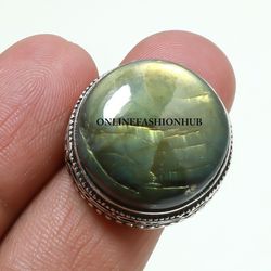 1 PCs Natural Labradorite Gemstone Silver Plated Designer Rings, Bohemian Ring, Brass Plated Rings, Dainty Rings