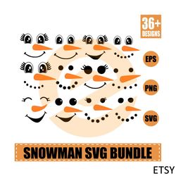 Snowman Faces Bundle SVG Christmas Winter Cutting Files