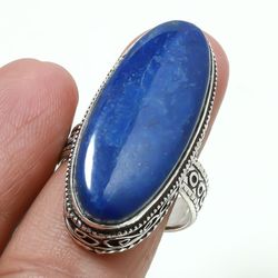 1 PCs Natural Lapis Lazuli Gemstone Silver Plated Designer Rings, Bohemian Ring, Brass Plated Rings, Attractive Rings