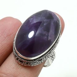 1 PCs Natural Amethyst Gemstone Silver Plated Designer Rings, Handmade Ring, Brass Plated Rings, Attractive Rings