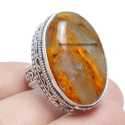 1 PCs Natural Yellow Moss Agate Gemstone Silver Plated Designer Ring, Fashion Ring, Brass Plated Rings, Attractive Rings