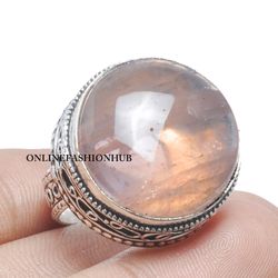 1 PCs Natural Rose Quartz Gemstone Silver Plated Designer Ring, Infinity Ring, Brass Plated Rings, Attractive Rings