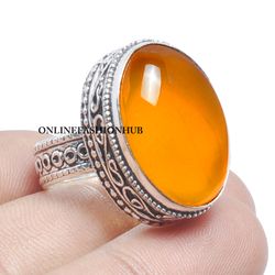 1 PCs Natural Yellow Onyx Gemstone Silver Plated Designer Ring, Infinity Ring, Brass Plated Rings, Attractive Rings