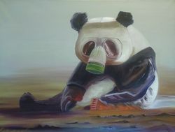 Oil Painting Panda Artwork 23*31inch Painting Surrealism Animal panda art