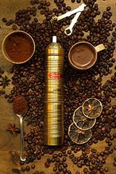 9" Handmade Hand Crafted Hammered Manual Brass Coffee Mill Grinder Sozen, Portable Steel Conical Burr Coffee Mill