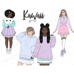Kawaii Girl Clipart | Planner Girl Clipart