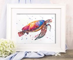 Sea Turtle Watercolor Wall Decor, watercolor turtle, handmade wall art painting by Anne Gorywine