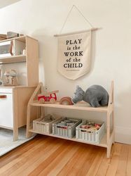 Montessori Shelf for Toys Storage, Playroom Furniture,  Toy Organizer and Storage, Baby Room Decor, Minimalist Kid Shelf