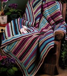 Caribbean Jewels Mile-a-Minute Afghan Vintage Crochet Pattern 191