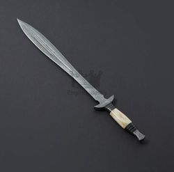 New Empire Beautiful Customized Handmade Damascus Steel 30 Inches Double Edge Hunting Sword Battle Ready With Sheath