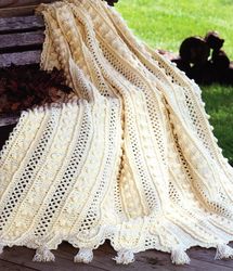 Texstured Aran Afghan Vintage Crochet Pattern 198