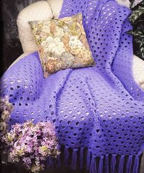Lavender Lace Afghan Vintage Crochet Pattern 203