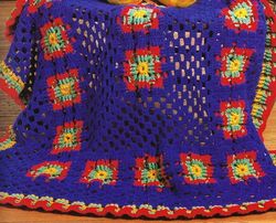 Crayon Blocks Afghan Vintage Crochet Pattern 222