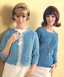Vintage Crochet Pattern 209 SET Shell Jacket & Shell Lace Pullover Women
