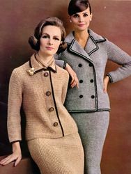 Vintage Crochet Pattern 214 SET Princessa Suit & Double Breasted Suit Women