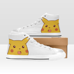 Surprised Pikachu Meme Shoes, High-Top Sneakers, Handmade Footwear