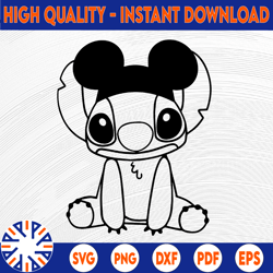 stitch with mouse hat, disney svg, disney mickey and minnie svg,quotes files, svg file, disney png file, cricut