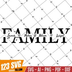 Family SVG, Family split name frame svg, family clipart, family cut file, family outline, family png, family cricut silh