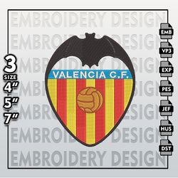 Escudo Valencia CF Embroidery Designs, Valencia CF logo Embroidery Files, Valencia CF, Machine Embroidery Pattern