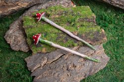 Mushroom Art Hair Stick, Desinger hairpin, fly araric barrette !The price is for one piece!