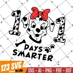 101 Days Smarter Svg 101 Days of School Svg 101 Days of School Dalmatian SVG Kindergarten Svg SVG PNG Print Cutting Cut