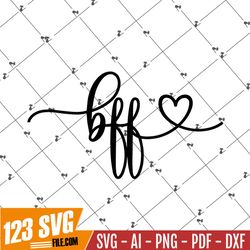 BFF SVG cut file for cricut and silhouette with heart detail | Friend PNG, eps, dxf