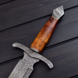 handmade Damascus steel Viking sword with leather sheath, wedding gift sword, birthday gift, hand craft sword