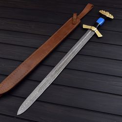custom handmade damascsu steel sword, Hand forged Sword, Longsword, Handmade Chisel Engraved/Hand Engraved Roman Gladius