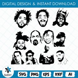 Designs inspired by Rappers SVG PNG JPG Design Pack Hip Hop Rap 90's Legendary