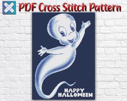 Casper Cross Stitch Pattern / Ghost Cross Stitch Pattern / Halloween Cross Stitch Pattern / Cartoon Friendly Ghost Chart