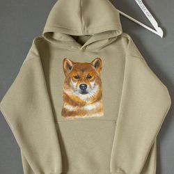 Shiba Inu Hoodie and Sweatshirt, Custom hand painted sweater, Pet owner Gift for Dog mom, dog portrait