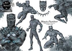 watercolor Clip art super heroes  Super Hero Black Panther