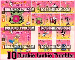 10 Dunkie Junkie 20oz Skinny Straight&Tapered Designs,Sublimation tumbler design,Tumbler design,Dunkie Junkie PNG