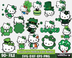90 file Hello-Kitty Patrick's day svg, Hello-Kitty Patrick Bundle Svg, for Cricut, digital, file cut, Instant Download