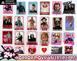 24 Horror Valentine PNG Bundle, Valentine's Day Horror Character, Horror Valentine Png, Funny Valentine's Day Png Instan