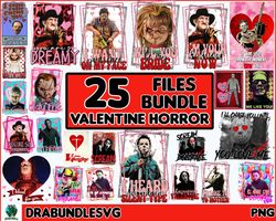 25 Horror Valentine PNG Bundle, Valentine's Day Horror Character, Horror Valentine Png, Funny Valentine's Day Png Instan