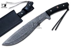 Handmade Damascus Steel 15 Inches Medieval Hunting Kukri Knife, Boning Knife, Bread Knife, Paring Knife With Sheath