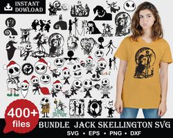 400 Jack Skellington SVG, Nightmare Before Christmas svg, Cartoon SVG, Nightmare svg, Jack and sally svg, Cricut cut fil