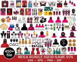 450 Squid Game SVG Bundle, Squid Game Logo svg ,Cricut, layered by color, Vector, Instant Download, svg bundle, Layered