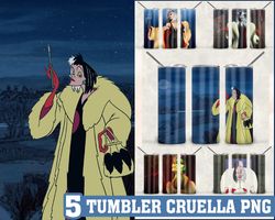 5 Cruella tumbler ,Tumblers Designs 20oz Skinny Straight & Tapered Bundle, Bundle Design Template for Sublimation, Full