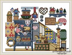 Country House Sampler Vintage Cross Stitch Pattern PDF miniature embroidery interior Compatible Pattern Keeper