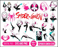 50 Spider Gwen , Ghost Spider ,Gwen Stacy , Ghost-Spider , Spidey and His Amazing Friends, Superhero , Gwen stacy SVG ,
