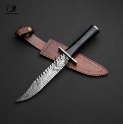 Handmade Damascus Steel 15 Inches Medieval Hunting Knife, Boning Knife, Bread Knife, Paring Knife With Sheath