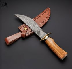 Empire Handmade Damascus Steel 15 Inches Hunting Knife, Boning Knife, Bread Knife, Paring Knife With Sheath, Best Gift